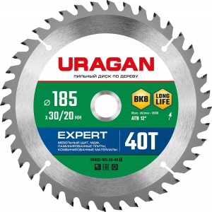 Диск пильный по дереву URAGAN Expert 36802-185-30-40_z01