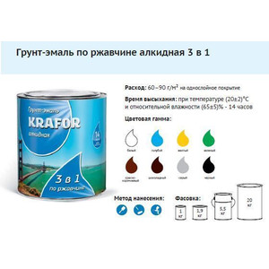Грунт-эмаль по ржавчине Зелёный 5,5кг KRAFOR