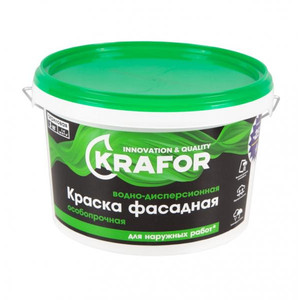 Краска ВД Krafor фасадная 3 кг салат