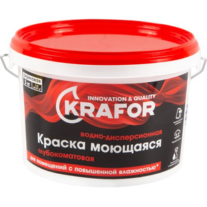 Краска ВД Krafor интер.глубокоматовая моющаяся 6,5 кг крас