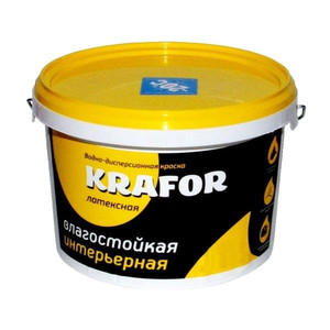 Краска ВД Krafor латексная интер.влагостойкая 14 кг желт